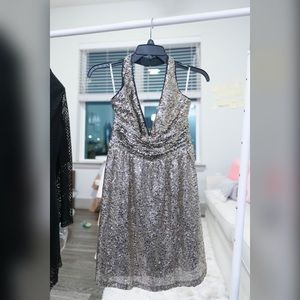 Sequin Halter Skater Dress